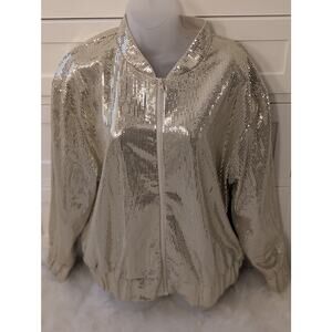 NWT Serra Gold Medium Women's Bomber Sequin Jacket